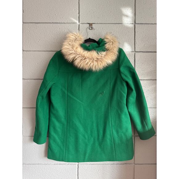 Talbot's Faux-Fur Trim Wool Jacket in Kerry Green size 14 SEE DESCRIPTION - Picture 2 of 4